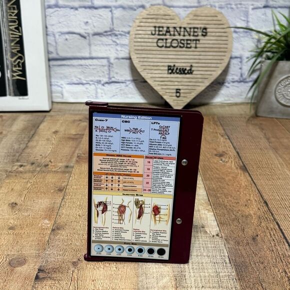 Maroon Foldable Nursing Edition Clipboard w/Reference Guides. - Picture 1 of 6